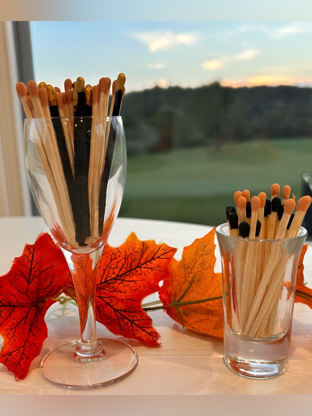 RESTYLE  Fall autumn vintage mini-glass Set Orange Black striker matches
